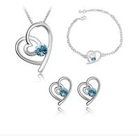Fashion Wholesale Crystal Heart-shaped Alloy Earrings Set sku image 4