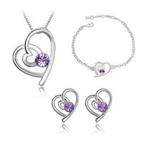 Fashion Wholesale Crystal Heart-shaped Alloy Earrings Set sku image 5