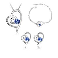 Fashion Wholesale Crystal Heart-shaped Alloy Earrings Set sku image 6