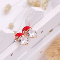 European And American  New Products Wholesale Hot Christmas Gift Ear Studs Zircon Drop Oil Diamond Snowman Hat Ear Studs main image 2