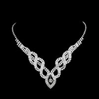 Wedding Dress Bride Hollow Full Diamond Women's Copper Necklace And Earrings Two-piece Set main image 3