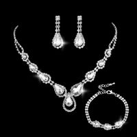Fashion Bridal Necklace Earring Bracelet Three-piece Set Copper Claw Chain sku image 1