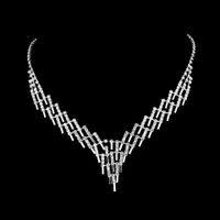 Nueva Moda Novia Collar Pendiente Pulsera Tres Piezas Conjunto De Diamantes De Imitación main image 3