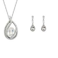 Fashion Angels Drop-shaped Necklace Earrings Two-piece Set sku image 2