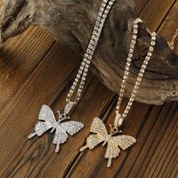 Simple Diamond Chain Creative Mix Full Diamond Butterfly Pendent Necklace main image 4