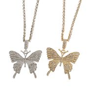 Simple Diamond Chain Creative Mix Full Diamond Butterfly Pendent Necklace main image 2