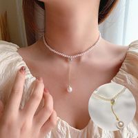 Korean Pearl Rhinestone Chain Tassel Alloy Clavicle Chain main image 2