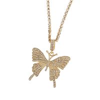 Simple Diamond Chain Creative Mix Full Diamond Butterfly Pendent Necklace sku image 1