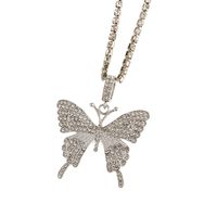 Simple Diamond Chain Creative Mix Full Diamond Butterfly Pendent Necklace sku image 2