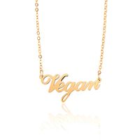 Nuevo Collar Vegano De Clavícula Simple Vegano Con Letras De Acero Inoxidable sku image 2