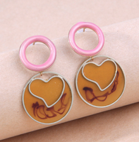 Fashion Simple Heart Round Contrast Color Alloy Resin Earrings main image 1