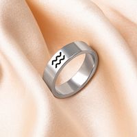 Fashion 12 Constellation Print Stainless Steel Ring main image 1