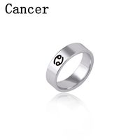 Fashion 12 Constellation Print Stainless Steel Ring sku image 3