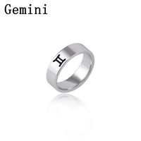 Fashion 12 Constellation Print Stainless Steel Ring sku image 5