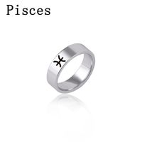 Fashion 12 Constellation Print Stainless Steel Ring sku image 8