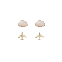 Fun Childhood Paper Airplane Asymmetrical Playful Cute Cloud Shape Alloy Earrings main image 7