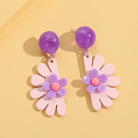 Purple Pendant Small Flower Simple Resin Earrings Drop main image 3