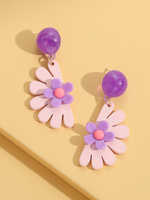Purple Pendant Small Flower Simple Resin Earrings Drop main image 5
