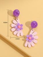 Purple Pendant Small Flower Simple Resin Earrings Drop main image 6