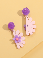 Purple Pendant Small Flower Simple Resin Earrings Drop main image 7