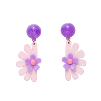 Purple Pendant Small Flower Simple Resin Earrings Drop main image 8
