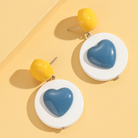 Fashion Simple Resin Heart-shaped Wooden Cute Resin Earrings sku image 1