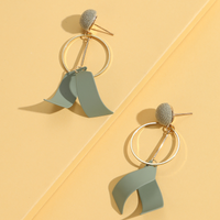 Fashionable Wavy Metal Ring Knot Resin Earrings sku image 1