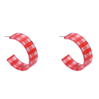 New Checkerboard C-ring Geometric Lattice Earrings Acrylic Ear Jewelry main image 8