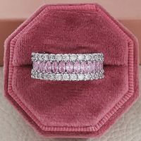 Multi-row Luxury Zircon Inlaid Diamond Engagement Ring main image 3