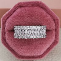 Multi-row Luxury Zircon Inlaid Diamond Engagement Ring sku image 2