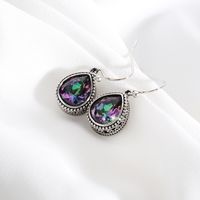 Retro Fashion Pop Color Crystal Water Drop Earrings main image 3