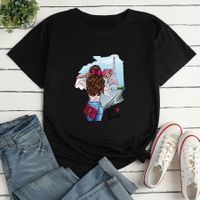 Cartoon Girl Print Loose Casual T-shirt main image 4