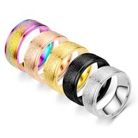 Simple Fashion Frosted Titanium Steel Geometric Couple Ring main image 4