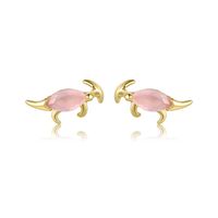 Copper Cartoon Candy Color Dinosaur Ear Studs College Style Sweet Cute Earrings main image 10