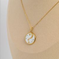 Fashion Moon Star With Drilling Oil Titanium Steel Necklace main image 6