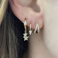 Copper Micro Inlaid Zircon Star Ear Clip Women's Fashion Earrings main image 4