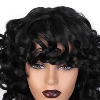 Femmes De Perruque Courte Noir Bouclés Cheveux Haute-température Fiber Chimique Perruques main image 6