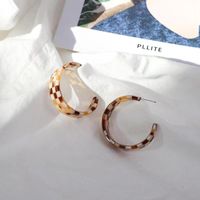 As Picture Exaggerated Classic Style Korean Style C Shape Grid Synthetic Resin No Inlaid Earrings main image 3