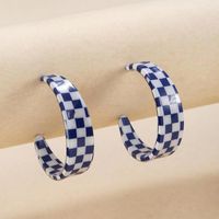As Picture Exaggerated Classic Style Korean Style C Shape Grid Synthetic Resin No Inlaid Earrings main image 5