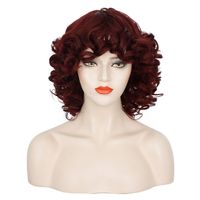 Women's Short Wine Red Small Roll High-temperature Fiber Chemical Fiber Wig Head Cover main image 2