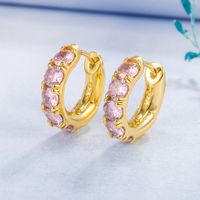 1 Pair Elegant Vintage Style Round Plating Inlay Copper Zircon Gold Plated Hoop Earrings main image 1