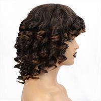 Women's Short Brown Curly Hair High-temperature Fiber Chemical Fiber Wig Head Cover main image 6