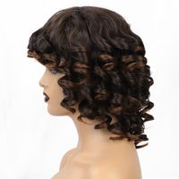Women's Short Brown Curly Hair High-temperature Fiber Chemical Fiber Wig Head Cover main image 7
