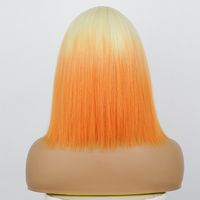 Women's Orange Gradient Short Straight Hair Mid-length Lace Wig main image 3