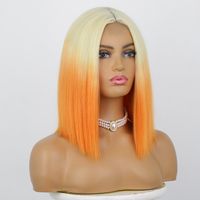 Women's Orange Gradient Short Straight Hair Mid-length Lace Wig main image 4