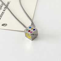 Special-interest Design Colorful Lucky Smiley Face Dice Couple Necklace Men And Women Ins Hip Hop Cold Style Pendant main image 2