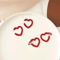 Ins Style Cute Simple Style Heart Alloy No Inlaid National Day Christmas New Year Women's Ear Studs main image 1