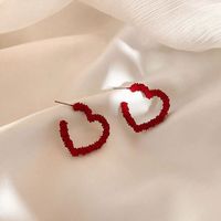 Ins Style Cute Simple Style Heart Alloy No Inlaid National Day Christmas New Year Women's Ear Studs main image 3