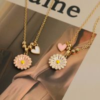 Personalized And Small Fresh Summer Little Daisy Love Pendant Necklace Oil Drop Necklace Copper-plated Gold All-match Sweater Chain main image 1
