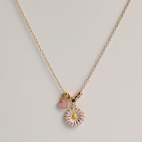 Personalized And Small Fresh Summer Little Daisy Love Pendant Necklace Oil Drop Necklace Copper-plated Gold All-match Sweater Chain sku image 1